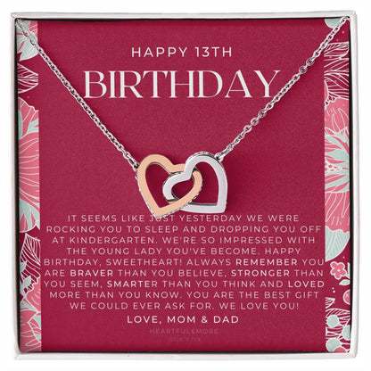 Gift For 13 Year Old Girl Gifts 13Th Birthday Girl 13Th Birthday Gift Thirteenth Birthday Necklace Teen Birthday Gift Official Teenager Interlocking Hearts Necklace
