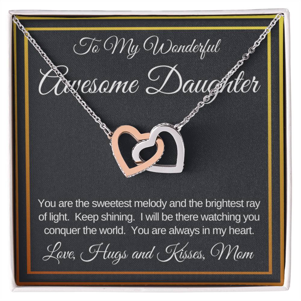 Awesome Daughter Linked Hearts Necklace Gift From Mom Interlocking Hearts Necklace