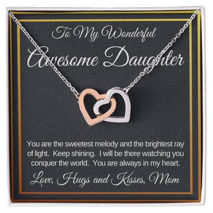 Awesome Daughter Linked Hearts Necklace Gift From Mom Interlocking Hearts Necklace