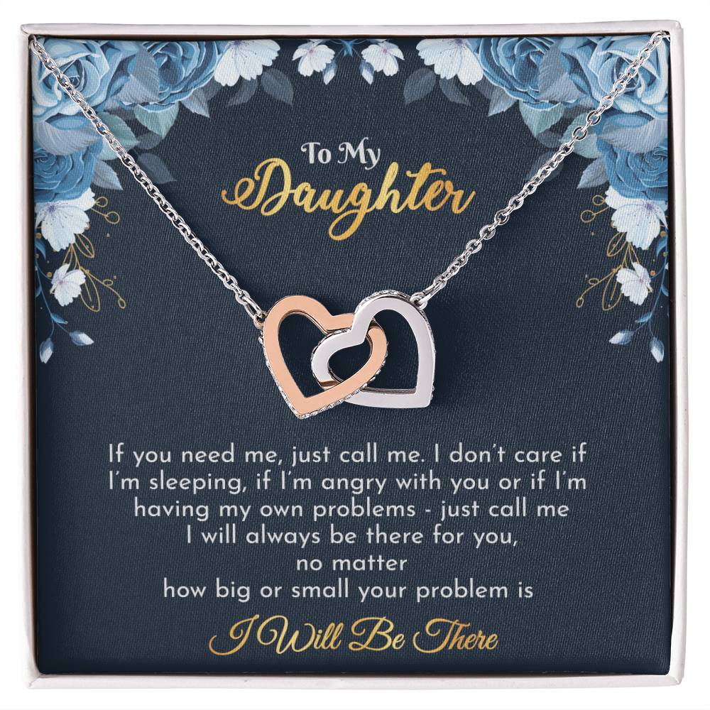 Gift For Daughter - Interlocking Hearts Necklace With Message Card