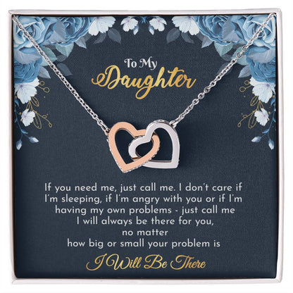 Gift For Daughter - Interlocking Hearts Necklace With Message Card