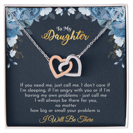 Gift For Daughter - Interlocking Hearts Necklace With Message Card