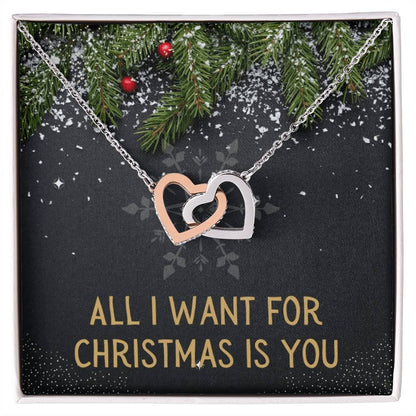 All I Want For Christmas - Heart Necklace Interlocking Hearts Necklace
