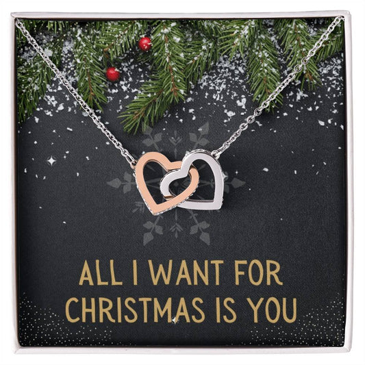 All I Want For Christmas - Heart Necklace Interlocking Hearts Necklace