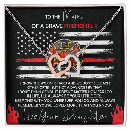 Firefighter Mom Necklace Gift From Daughter Interlocking Hearts Necklace