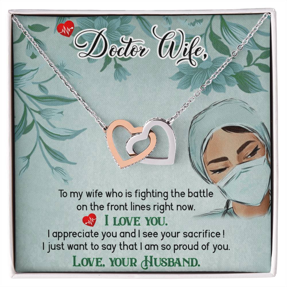 Dear Wife - I Appreciate You And I See Your Sacrifice - Interlocking Heart Necklace Interlocking Hearts Necklace