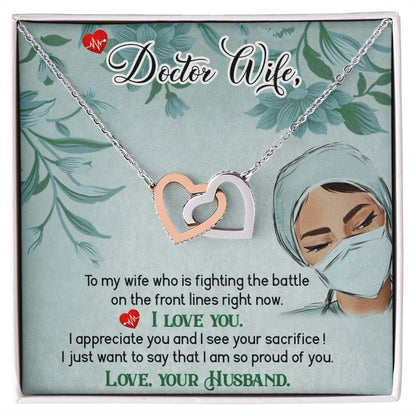 Dear Wife - I Appreciate You And I See Your Sacrifice - Interlocking Heart Necklace Interlocking Hearts Necklace