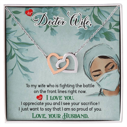 Dear Wife - I Appreciate You And I See Your Sacrifice - Interlocking Heart Necklace Interlocking Hearts Necklace