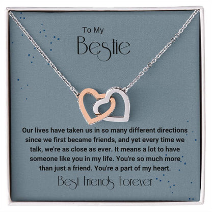 Bestie Different Directions Necklace Interlocking Hearts Necklace