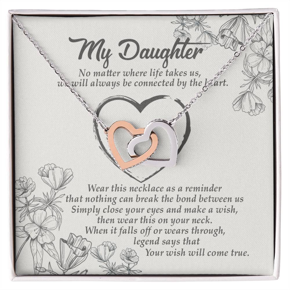 Your Wish Will Come True - Great Gift For Daughter Interlocking Hearts Necklace