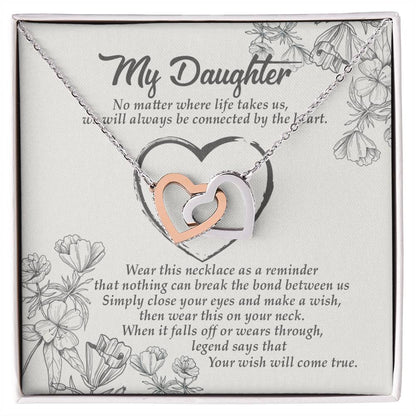Your Wish Will Come True - Great Gift For Daughter Interlocking Hearts Necklace