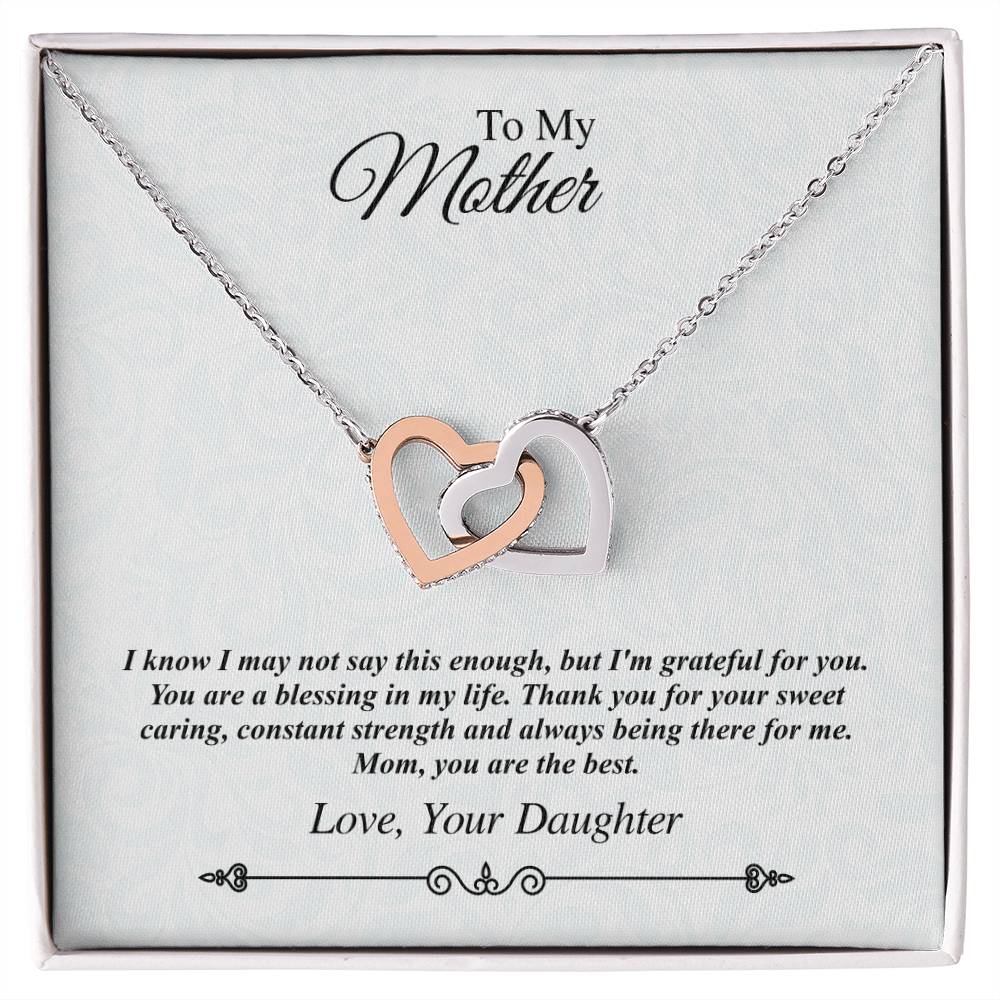 'To My Mother' Linked Hearts Necklace - I'M Grateful For You You Are The Best Interlocking Hearts Necklace