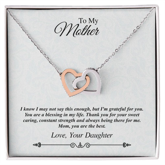 'To My Mother' Linked Hearts Necklace - I'M Grateful For You You Are The Best Interlocking Hearts Necklace
