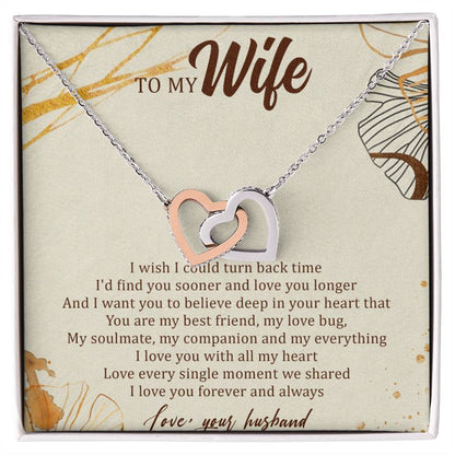 To My Wife Interlocking Hearts Necklace Message Card