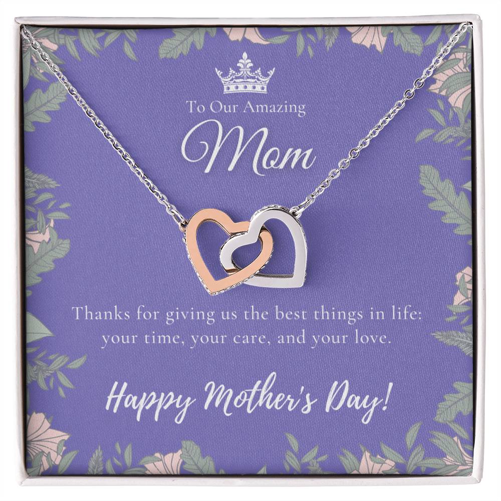 To Our Amazing Mom Necklace Happy Mother’S Day Gift Personalized Mom Gift Mothers Necklace Gift For Mom Best Mom Gift Interlocking Hearts Necklace