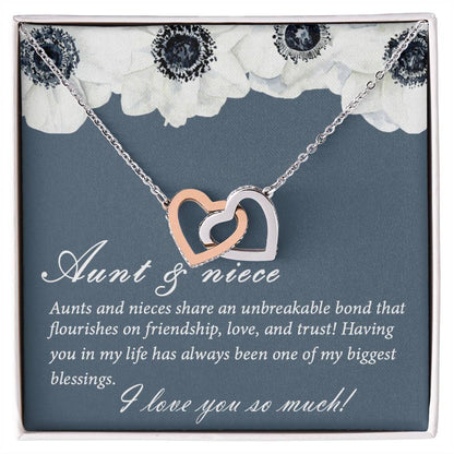 Aunt And Niece Necklace Special Niece Necklace Aunt And Niece Gift Niece Keepsakes Gift For Niece From Aunt Interlocking Hearts Necklace