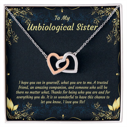 Unbiological Sister Necklace Soul Sister Big Little Sorority Sister In Law Necklace Step Sister Gift Tribe Necklace Best Friend Gift Bff Gift Interlocking Hearts Necklace