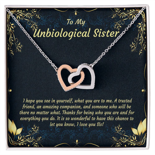 Unbiological Sister Necklace Soul Sister Big Little Sorority Sister In Law Necklace Step Sister Gift Tribe Necklace Best Friend Gift Bff Gift Interlocking Hearts Necklace