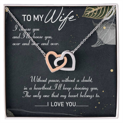 To My Wife Interlocking Hearts Necklace Message Card