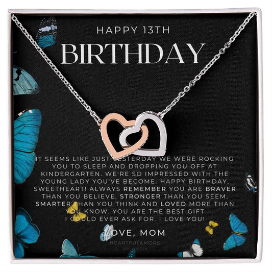 Gift For 13 Year Old Girl Gifts 13Th Birthday Girl 13Th Birthday Gift Thirteenth Birthday Necklace Teen Birthday Gift Official Teenager Interlocking Hearts Necklace
