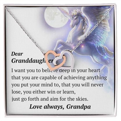 Dear Granddaughter Pegasus Necklace Interlocking Hearts Necklace