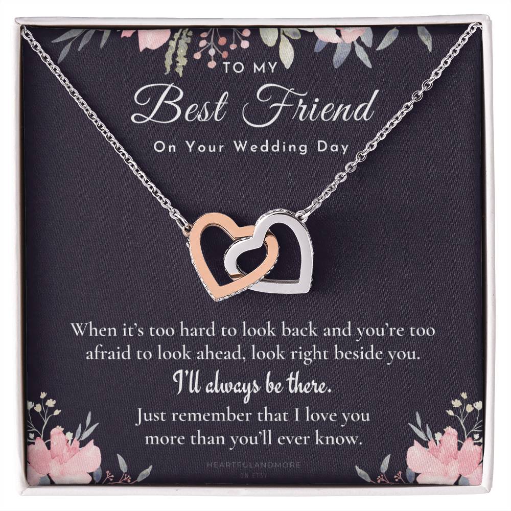 Best Friend Gift On Her Wedding Day Best Friend To Bride Necklace Best Friend Gift To Bride Bride Gift From Maid Of Honor To My Best Friend Interlocking Hearts Necklace