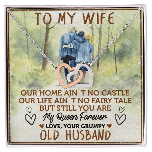 To My Wife - My Queen Forever Interlocking Hearts Necklace