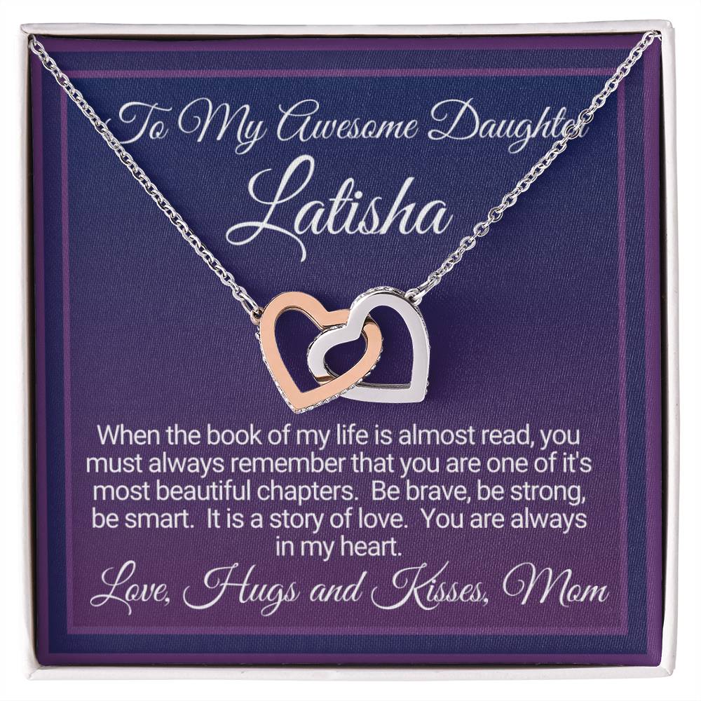 Awesome Daughter Necklace Gift From Mom Interlocking Hearts Necklace