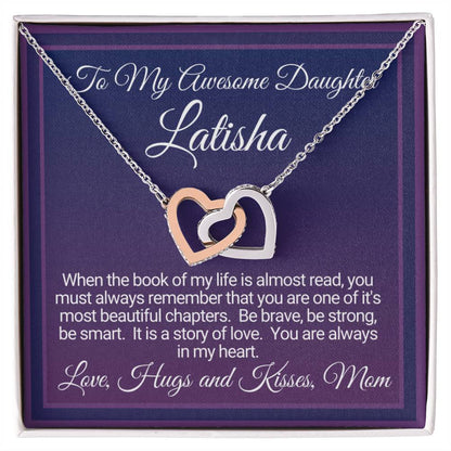 Awesome Daughter Necklace Gift From Mom Interlocking Hearts Necklace