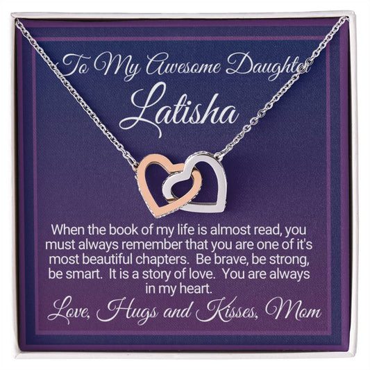 Awesome Daughter Necklace Gift From Mom Interlocking Hearts Necklace