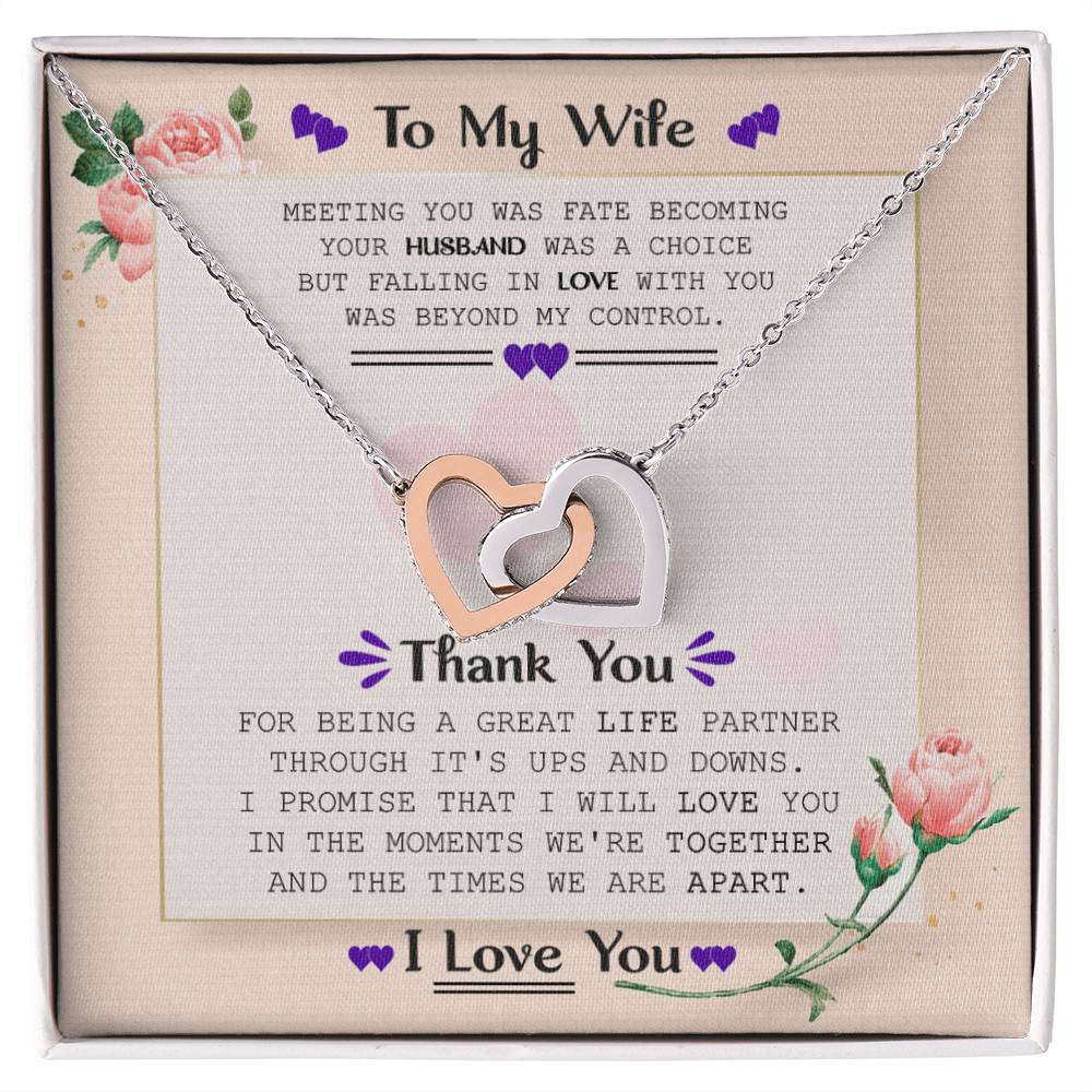 To My Wife Interlocking Hearts Necklace