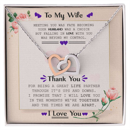 To My Wife Interlocking Hearts Necklace