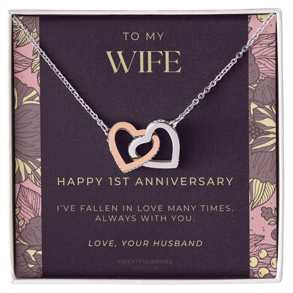 1 Year Anniversary Gift For Wife 1 Year Anniversary Gifts 1 Year Wedding Anniversary Gift Ideas 1St Wedding Anniversary Gift For Her Interlocking Hearts Necklace