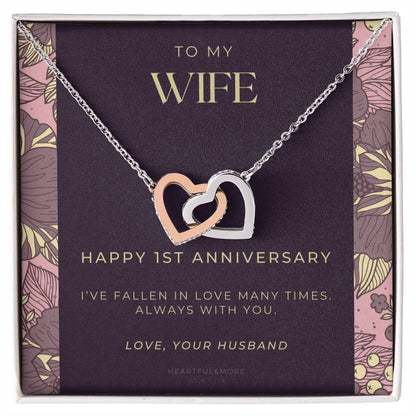 1 Year Anniversary Gift For Wife 1 Year Anniversary Gifts 1 Year Wedding Anniversary Gift Ideas 1St Wedding Anniversary Gift For Her Interlocking Hearts Necklace