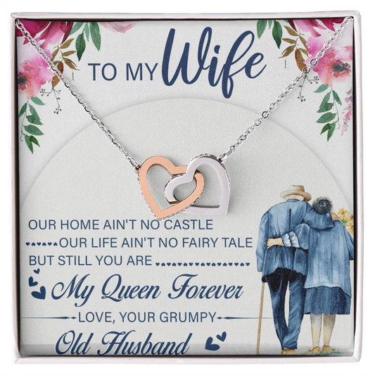 To My Wife Interlocking Hearts Necklace Message Card