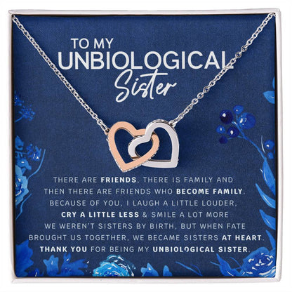 Unbiological Sister Heart Necklace Gift For Best Friend Thank You For Everything Interlocking Hearts Necklace
