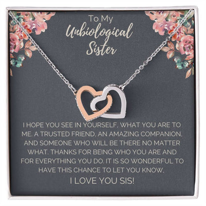 Unbiological Sister Necklace - Dark Interlocking Hearts Necklace