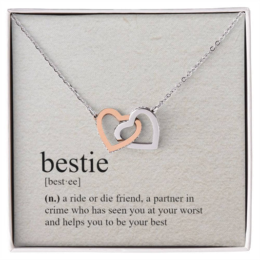 Definition Of A Bestie Necklace Interlocking Hearts Necklace