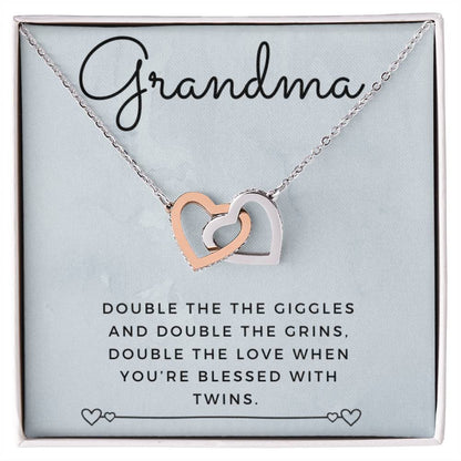 Twin Grandma Necklace Interlocking Hearts Necklace