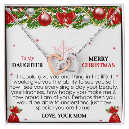 Christmas Gifts For Loving Daughter From Mom Interlocking Hearts Necklace