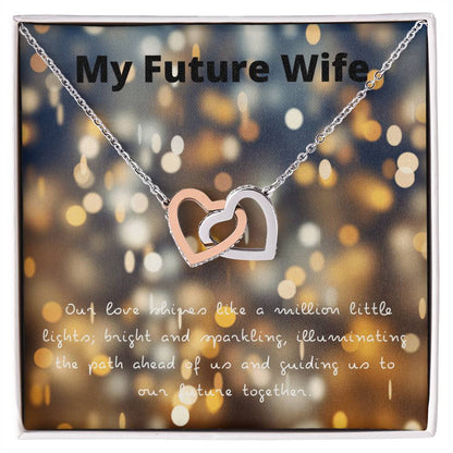 Entwined Hearts Necklace - My Future Wife - Our Love Shines Interlocking Hearts Necklace