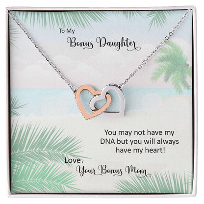 Bonus Daughter From Bonus Mom No Dna But You Have My Heart Interlocking Hearts Necklace