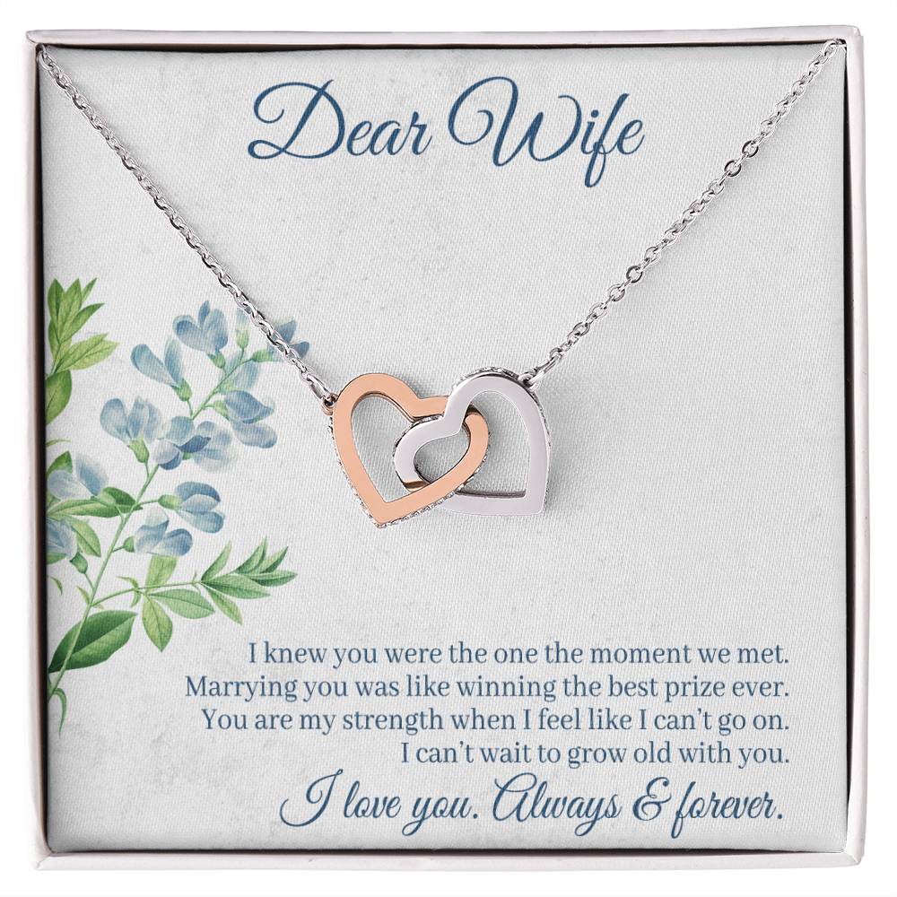 Dear Wife I Lover You Always & Forever Interlocking Hearts Necklace
