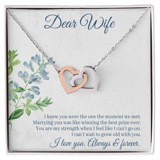 Dear Wife I Lover You Always & Forever Interlocking Hearts Necklace