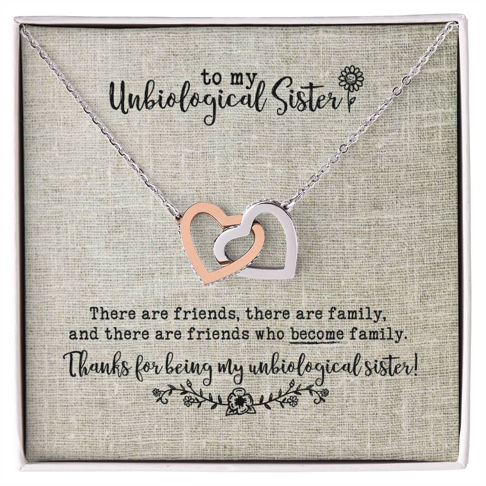 Unbiological Sister Necklace Interlocking Hearts Necklace