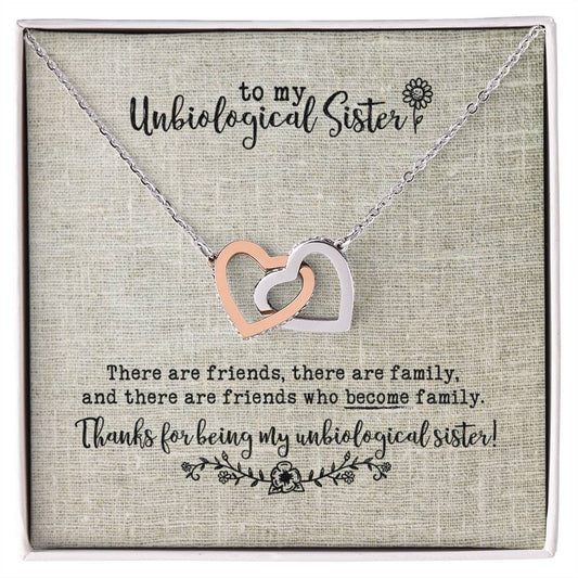 Unbiological Sister Necklace Interlocking Hearts Necklace