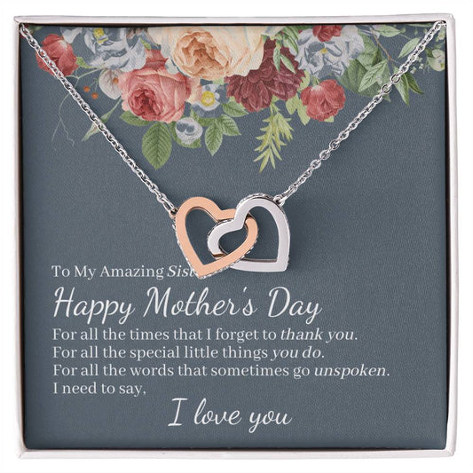 Amazing Sister Happy Mother'S Day Interlocked Hearts Necklace Interlocking Hearts Necklace