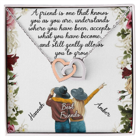 Best Friend Gift Necklace Interlocking Hearts Necklace Gift For Best Friend Birthday Gift For Friend Bff Necklace Gift Custom Name Card