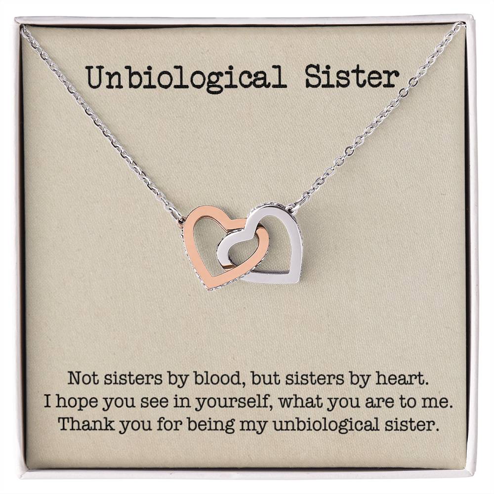 Unbiological Sister Interlocking Hearts Necklace