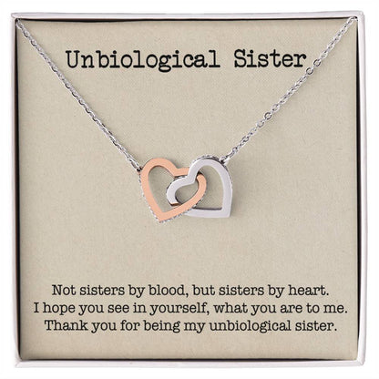 Unbiological Sister Interlocking Hearts Necklace